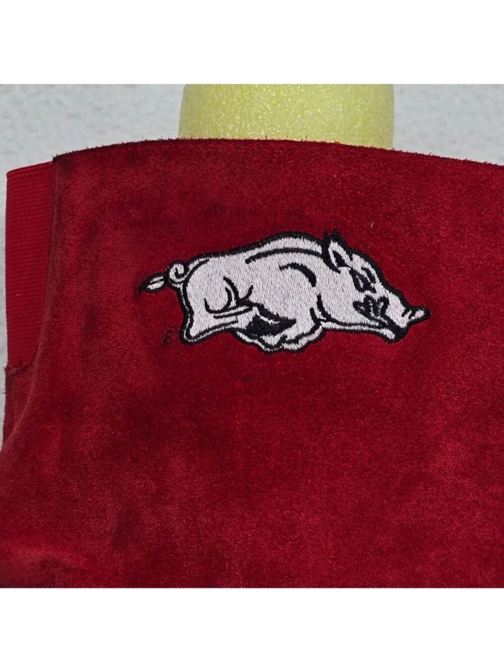 Red Suede Womens Tall Slouch Boots Sz 6M Arkansas Razorbacks Embroidery Leather - Picture 6 of 9